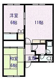 コーポささき 2LDKの間取図画像