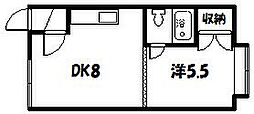 シャルム川端 1DKの間取図画像