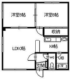 長井ハウス 2LDKの間取図画像