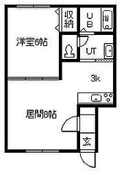 ヴァンクレールA 1LDKの間取図画像