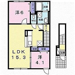 レインボーハイツモア 2LDKの間取図画像