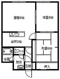 グランデ緑町 2LDKの間取図画像