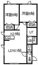 プレール 2LDKの間取図画像