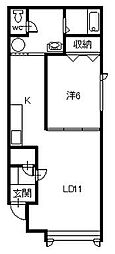 アングレー17 1LDKの間取図画像