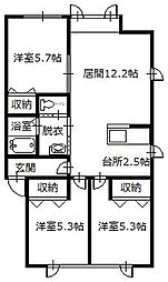 フォルテウエスト 3LDKの間取図画像