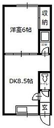 リバティコーポ 1DKの間取図画像