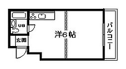 シカザワプラザ ワンルームの間取図画像
