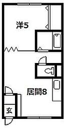 オリス大樹 1DKの間取図画像