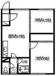 コーポ優栄A 2DKの間取図画像