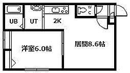 ヴァンクレール 1LDKの間取図画像