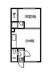 神楽岡マンション 1DKの間取図画像