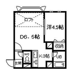 プレキャトラン2 1DKの間取図画像