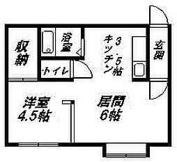 ピュアゴールド 1DKの間取図画像
