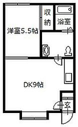 フローレンス 1DKの間取図画像