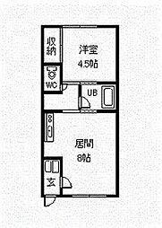 ドエルエンジェルA 1DKの間取図画像