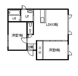 エコワンハイツ3・3 2LDKの間取図画像