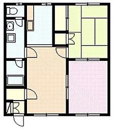 グランデ旭町B棟 2LDKの間取図画像