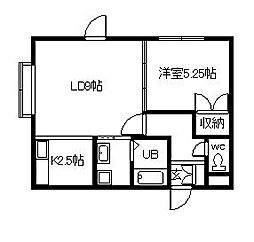 グランビュー東光 1LDKの間取図画像