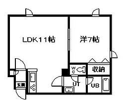 TAFUY東光2 1LDKの間取図画像