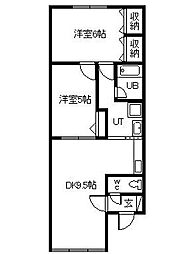 リュミエール 2DKの間取図画像