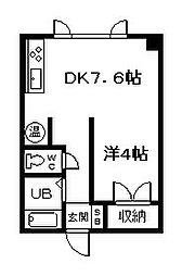 ベルディコート本町 1DKの間取図画像