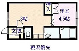 サニーサイド3・3 1DKの間取図画像