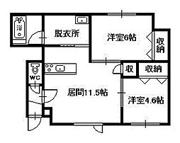 コスモアベニュー六条 2LDKの間取図画像