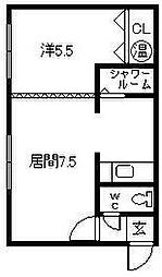 ドリームB 1DKの間取図画像