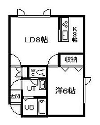 タウンズ東光 1LDKの間取図画像