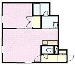 4・14コーポカムイ 1LDKの間取図画像