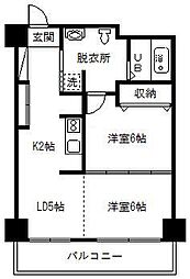 シャンノール平和通アサヒカワ・フード・テラス 2DKの間取図画像