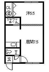 ドリームB 1DKの間取図画像