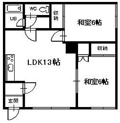 南5条シャトレB 2LDKの間取図画像