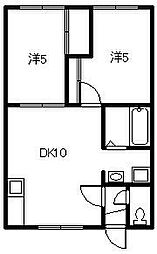 カーサベルデ旭川 2DKの間取図画像
