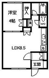 北門の杜 1DKの間取図画像