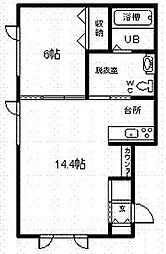 FA 1LDKの間取図画像