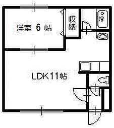 ヴィラ・ハッピネスC 1LDKの間取図画像