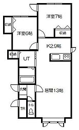 アルバ2 2LDKの間取図画像