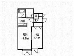 エメロウドA 1LDKの間取図画像