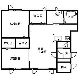 友夢3 2LDKの間取図画像