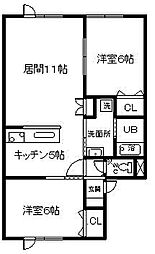 クレスト 2LDKの間取図画像