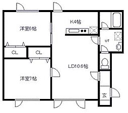 リオ神楽 2LDKの間取図画像