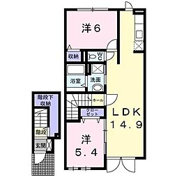 カルム4 2LDKの間取図画像