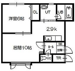 オーロラ2 1LDKの間取図画像