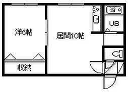 カサグレースA 1LDKの間取図画像
