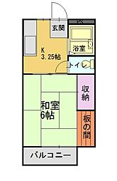 サンライフ北脇 1Kの間取図画像