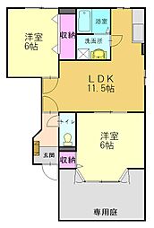 フラッツ今市1 2LDKの間取図画像
