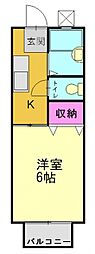 リバーハイツ 1Kの間取図画像