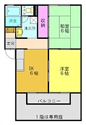 メゾンルミエールB棟 2DKの間取図画像