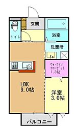 カーサ・ブランカ高砂西 1LDKの間取図画像